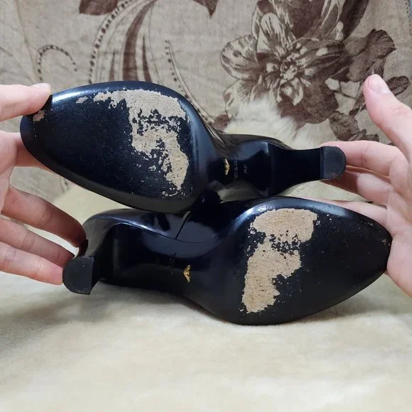 Emporio Armani - vintage -  black leather pumps / booties - xedf56 - Picture 9 of 10